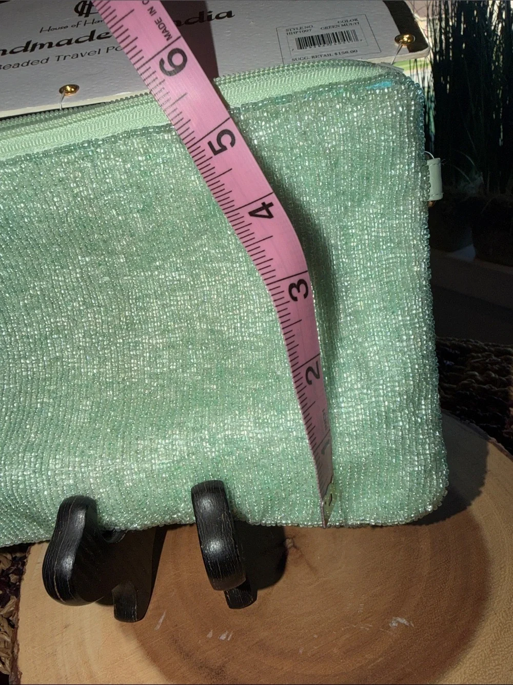 House of Harlow 1960 Beaded Travel Pouch Need A Vacation Green NWT $158